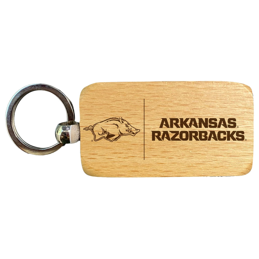 Arkansas Razorbacks 2.5 x 1-Inch Engraved Wooden Keychain Officially Licensed Collegiate Product Image 1