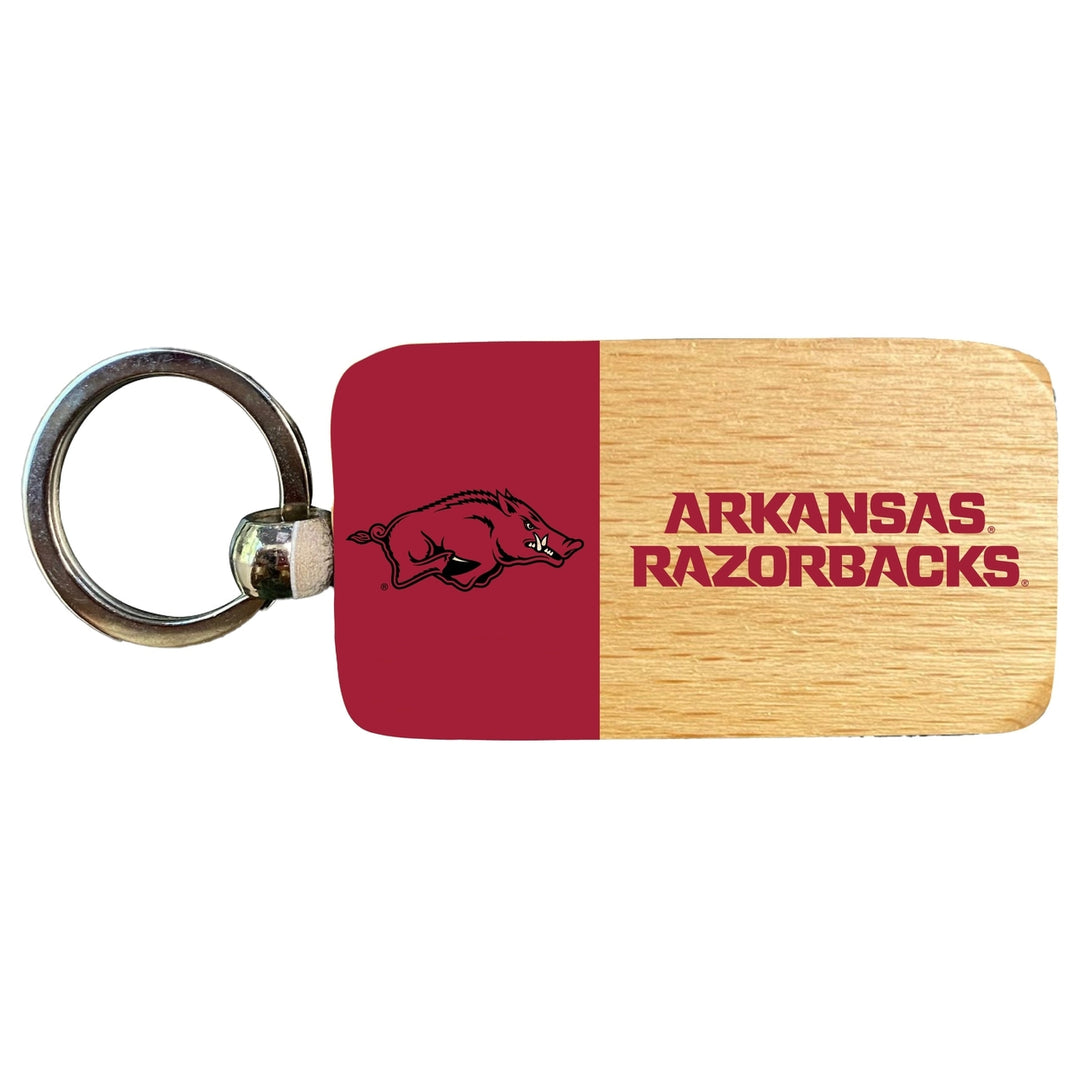 Arkansas Razorbacks 2.5 x 1-Inch Wooden Keychain Officially Licensed Collegiate Product Image 1