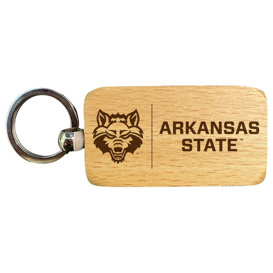 Arkansas State 2.5 x 1-Inch Engraved Wooden Keychain Officially Licensed Collegiate Product Image 1