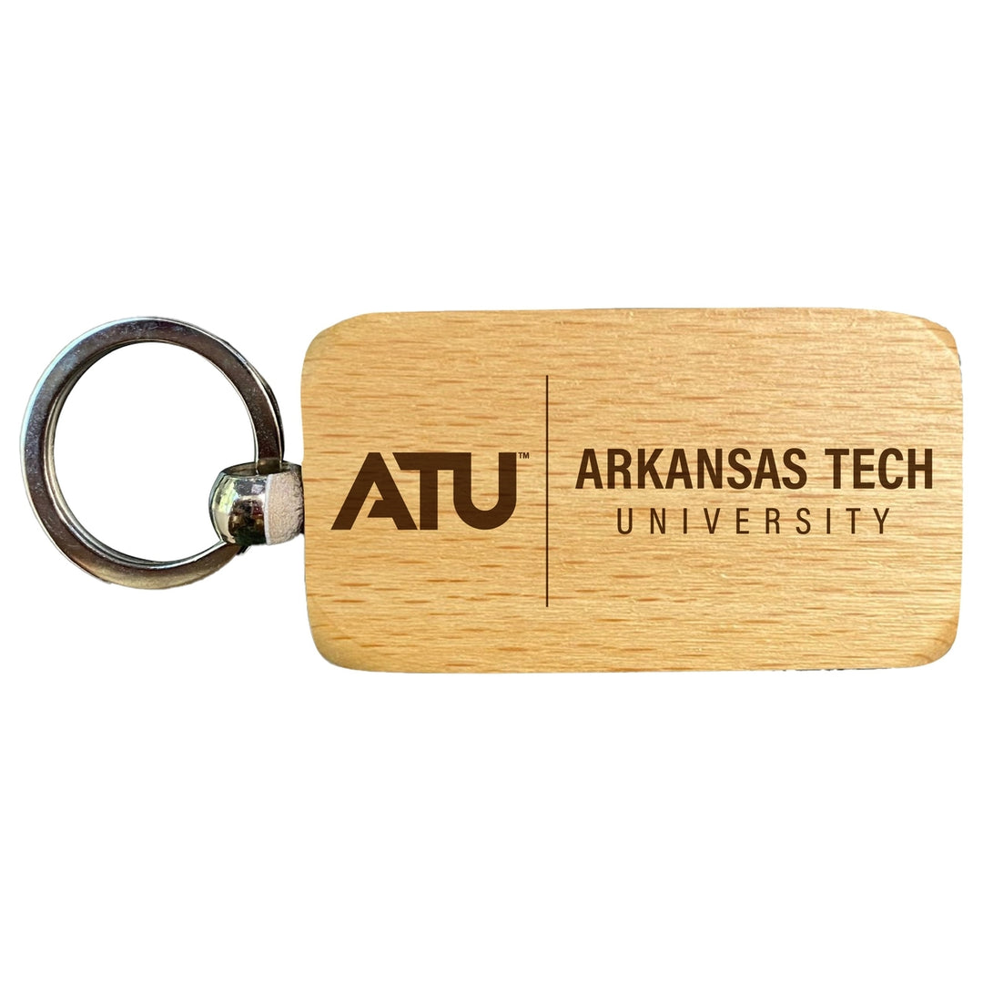 Arkansas Tech University 2.5 x 1-Inch Engraved Wooden Keychain Officially Licensed Collegiate Product Image 1