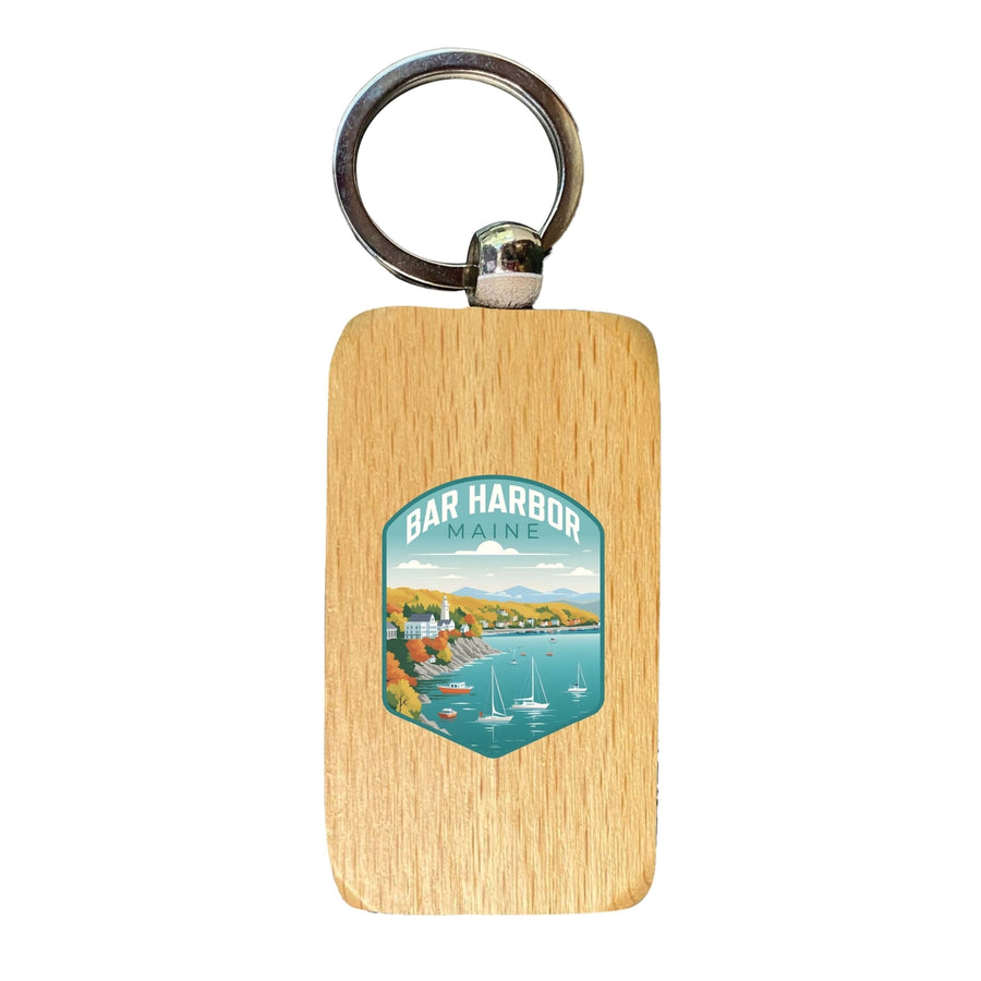 Bar Harbor Maine Design A Souvenir 2.5x1-Inch Souvenir Wooden Keychain Image 1