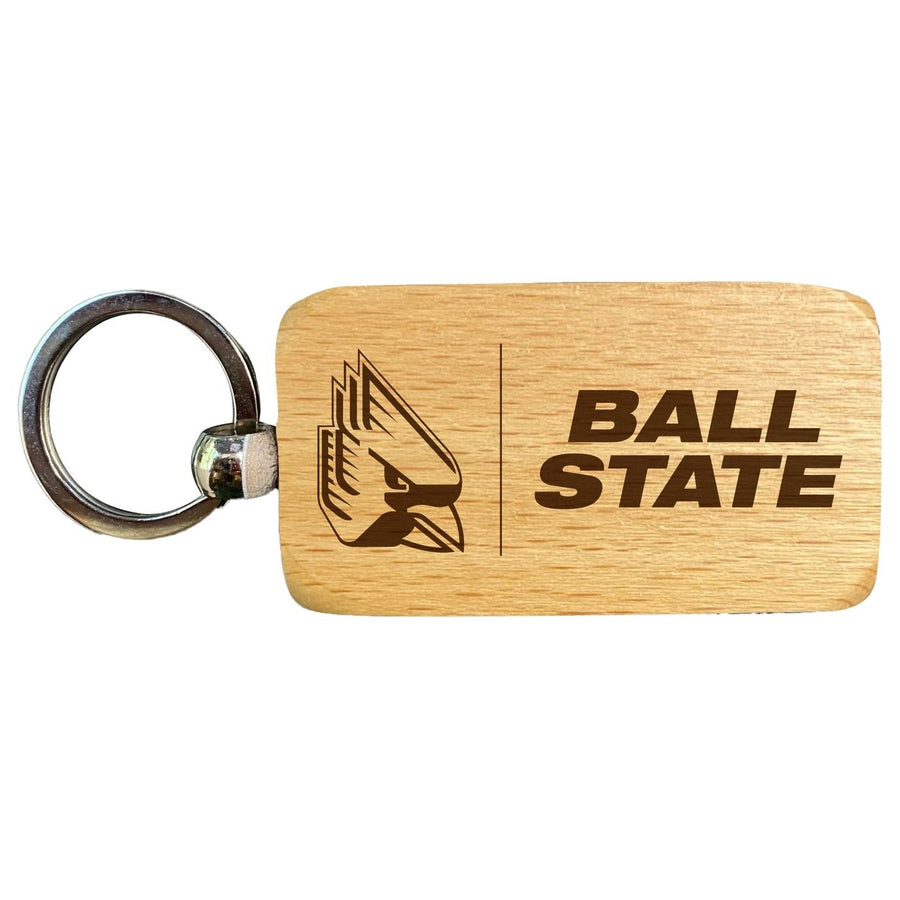 Ball State University 2.5 x 1-Inch Engraved Wooden Keychain Officially Licensed Collegiate Product Image 1