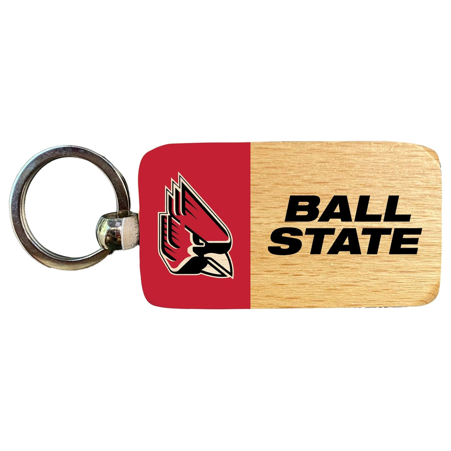 Ball State University 2.5 x 1-Inch Wooden Keychain Officially Licensed Collegiate Product Image 1