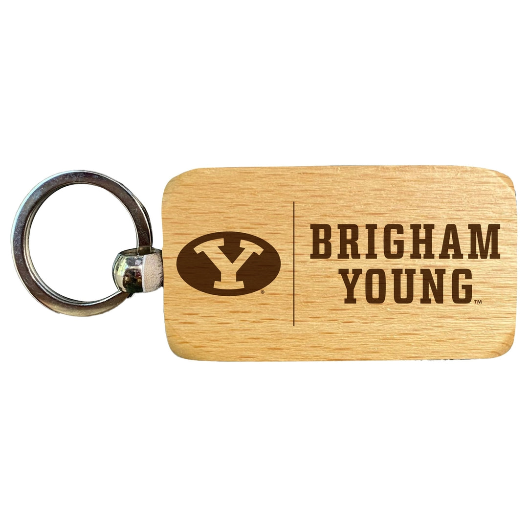 Brigham Young Cougars 2.5 x 1-Inch Engraved Wooden Keychain Officially Licensed Collegiate Product Image 1