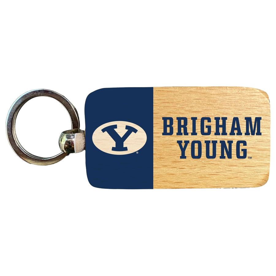 Brigham Young Cougars 2.5 x 1-Inch Wooden Keychain Officially Licensed Collegiate Product Image 1