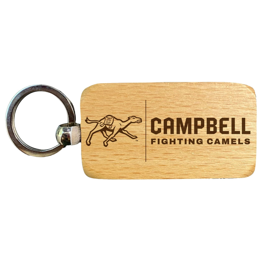 Campbell University Fighting Camels 2.5 x 1-Inch Engraved Wooden Keychain Officially Licensed Collegiate Product Image 1