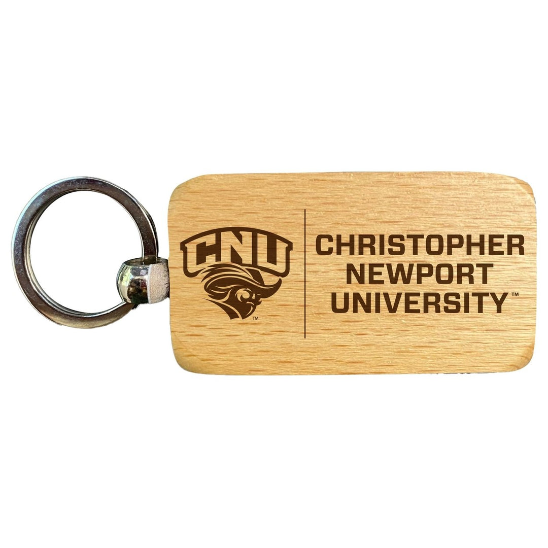 Christopher Newport Captains 2.5 x 1-Inch Engraved Wooden Keychain Officially Licensed Collegiate Product Image 1