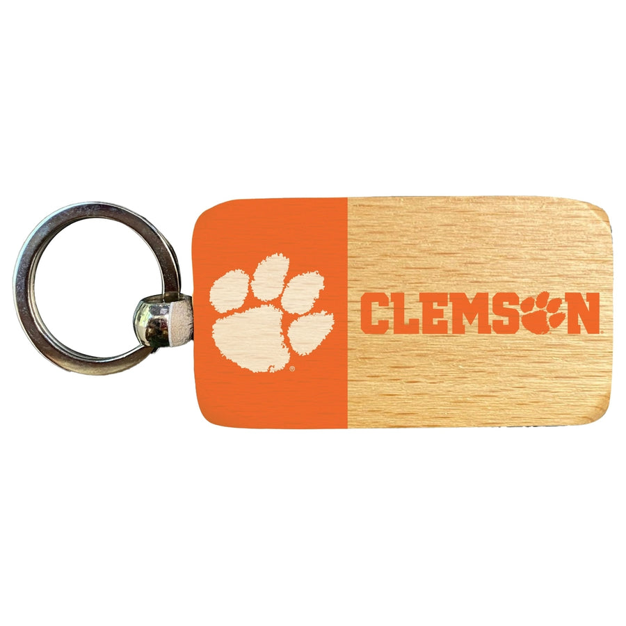 Clemson Tigers 2.5 x 1-Inch Wooden Keychain Officially Licensed Collegiate Product Image 1