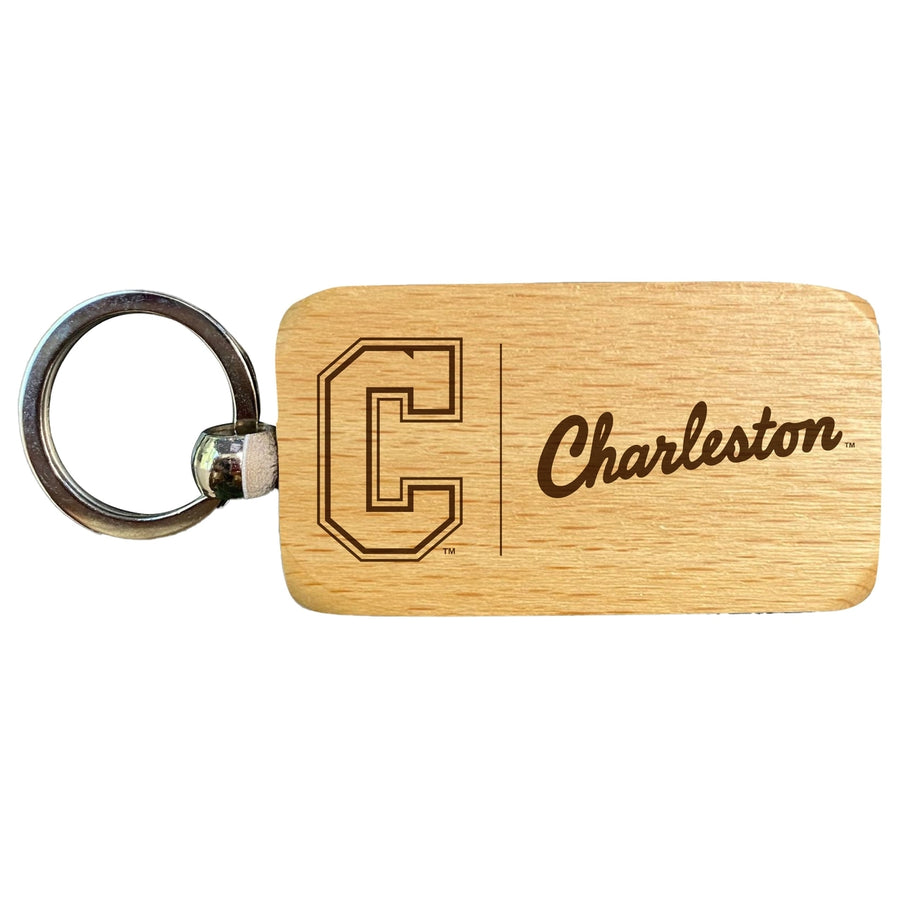 College of Charleston 2.5 x 1-Inch Engraved Wooden Keychain Officially Licensed Collegiate Product Image 1