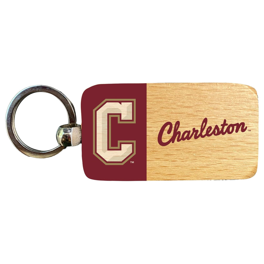 College of Charleston 2.5 x 1-Inch Wooden Keychain Officially Licensed Collegiate Product Image 1