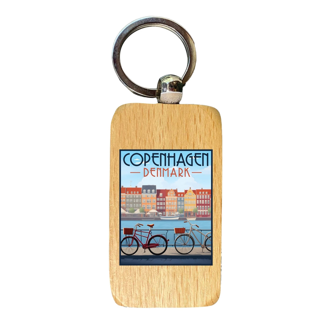 Copenhagen Denmark Design C Souvenir 2.5x1-Inch Souvenir Wooden Keychain Image 1