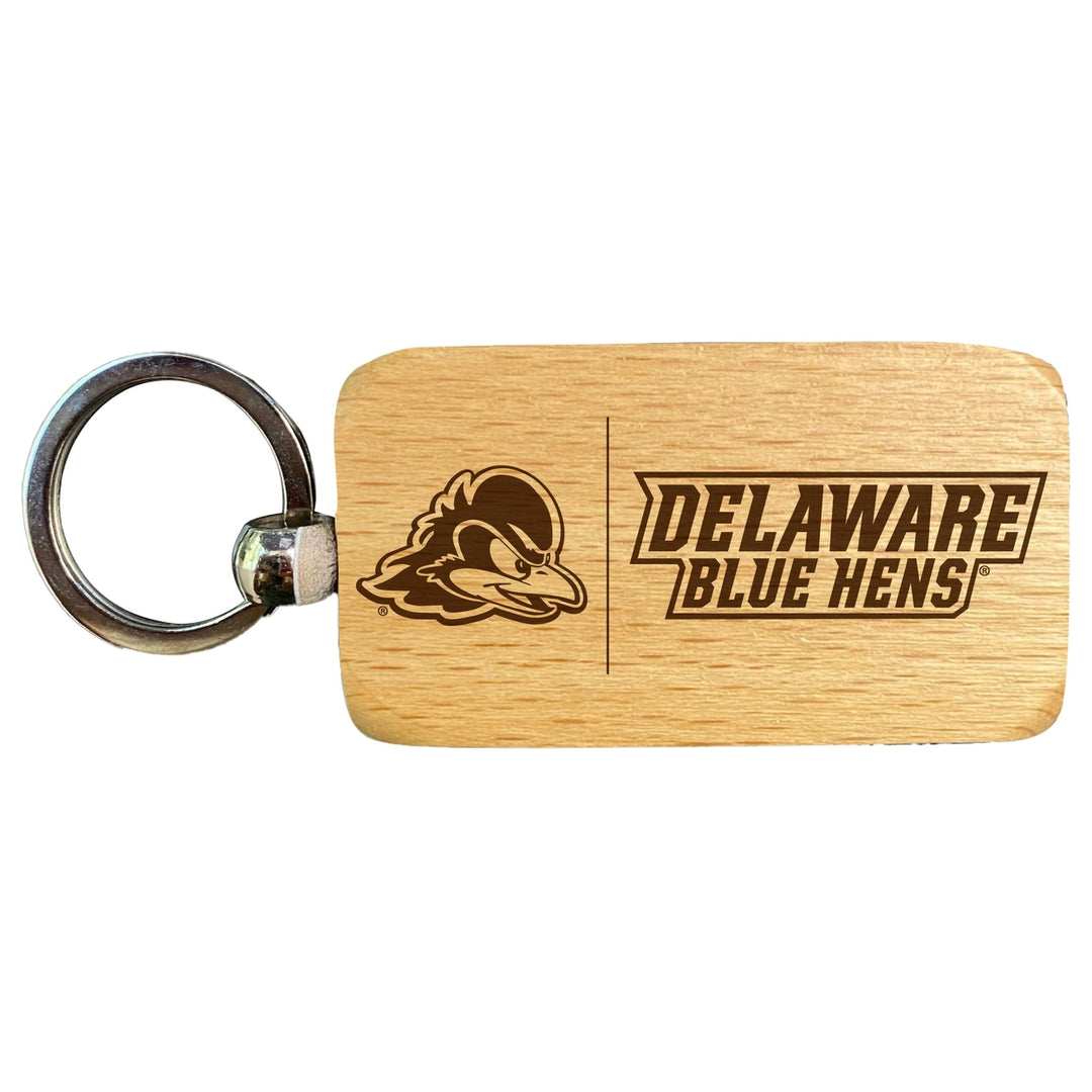 Delaware Blue Hens 2.5 x 1-Inch Engraved Wooden Keychain Officially Licensed Collegiate Product Image 1