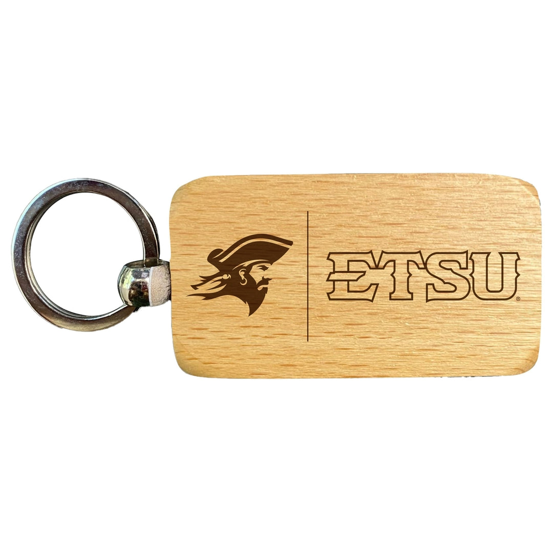 East Tennessee State University 2.5 x 1-Inch Engraved Wooden Keychain Officially Licensed Collegiate Product Image 1