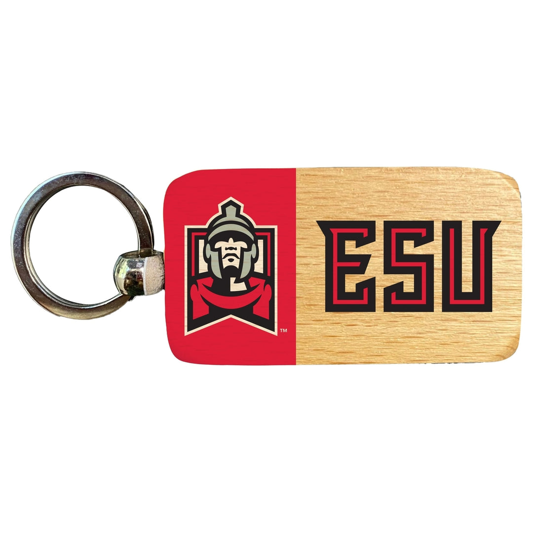 East Stroudsburg University 2.5 x 1-Inch Wooden Keychain Officially Licensed Collegiate Product Image 1