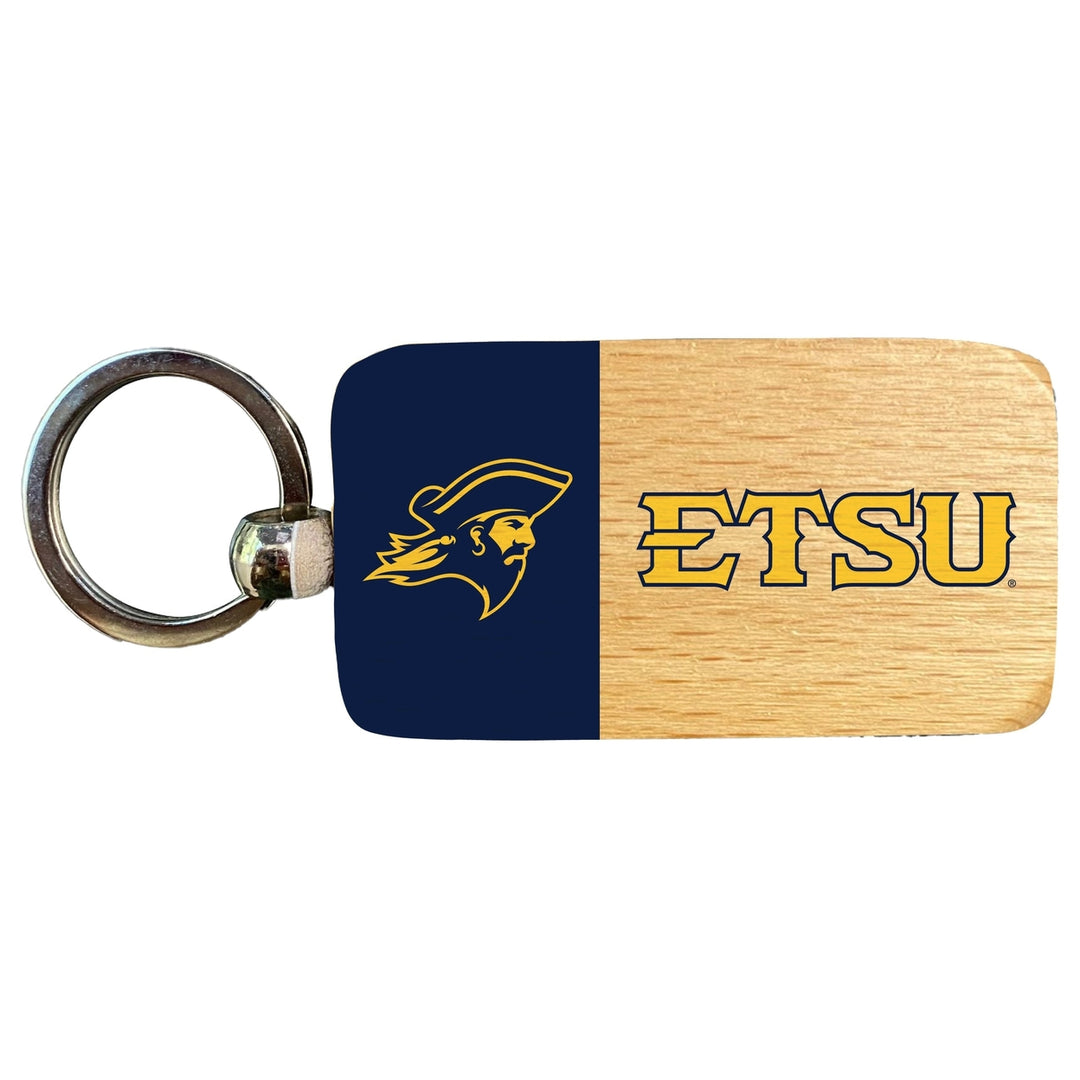 East Tennessee State University 2.5 x 1-Inch Wooden Keychain Officially Licensed Collegiate Product Image 1