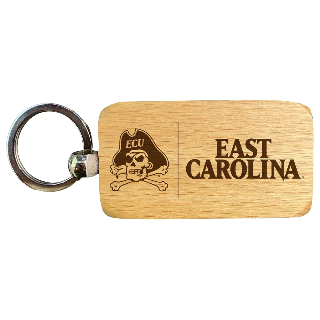 East Carolina Pirates 2.5 x 1-Inch Engraved Wooden Keychain Officially Licensed Collegiate Product Image 1