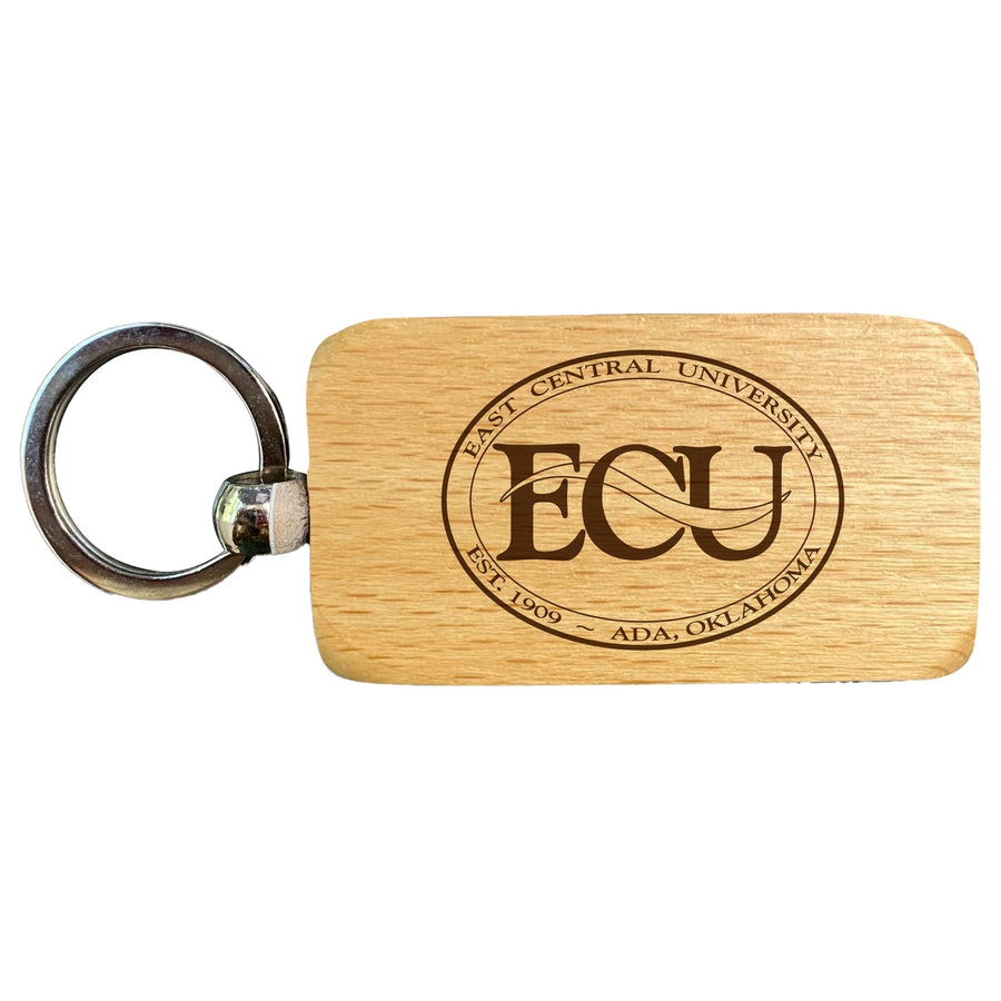 East Central University Tigers 2.5 x 1-Inch Engraved Wooden Keychain Officially Licensed Collegiate Product Image 1