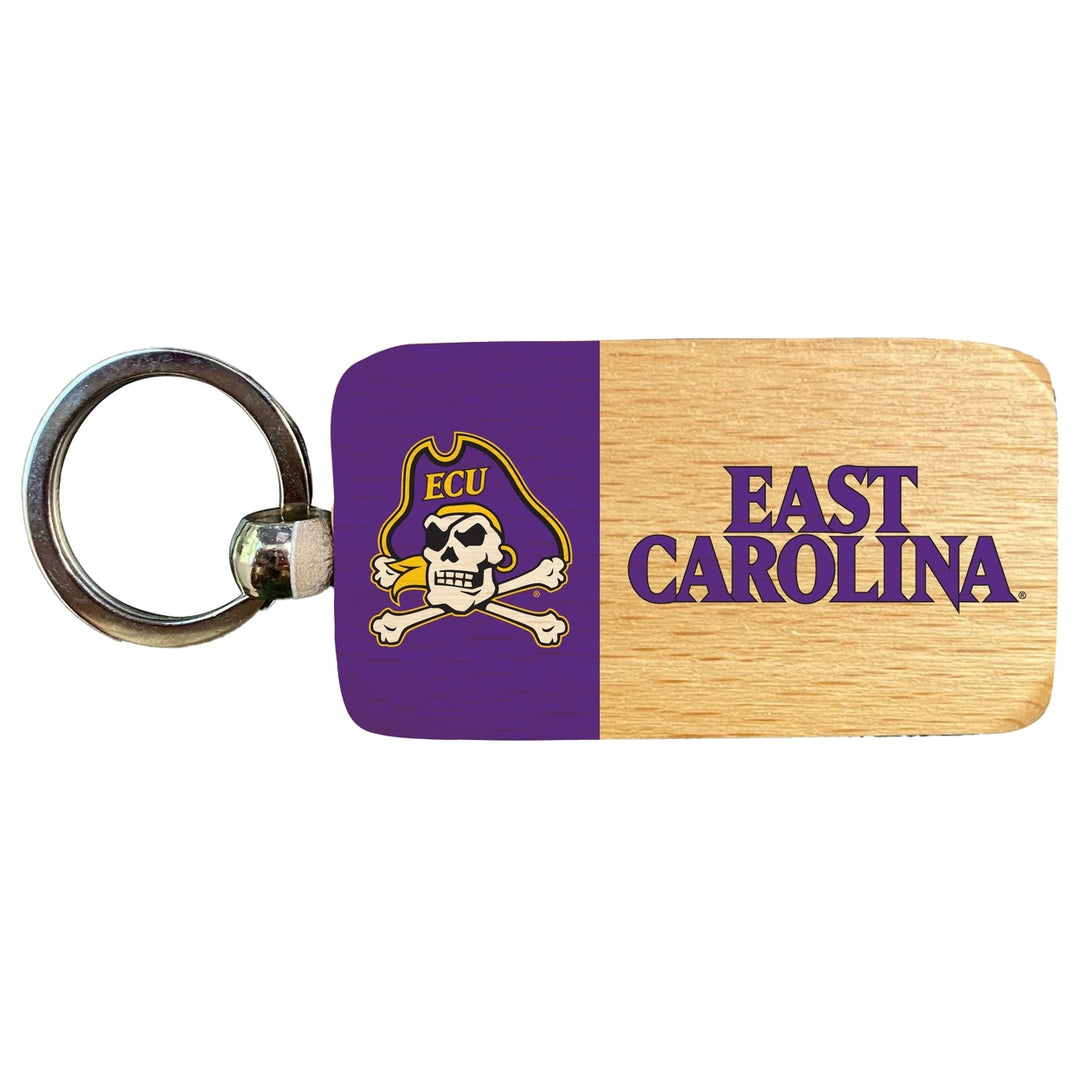 East Carolina Pirates 2.5 x 1-Inch Wooden Keychain Officially Licensed Collegiate Product Image 1