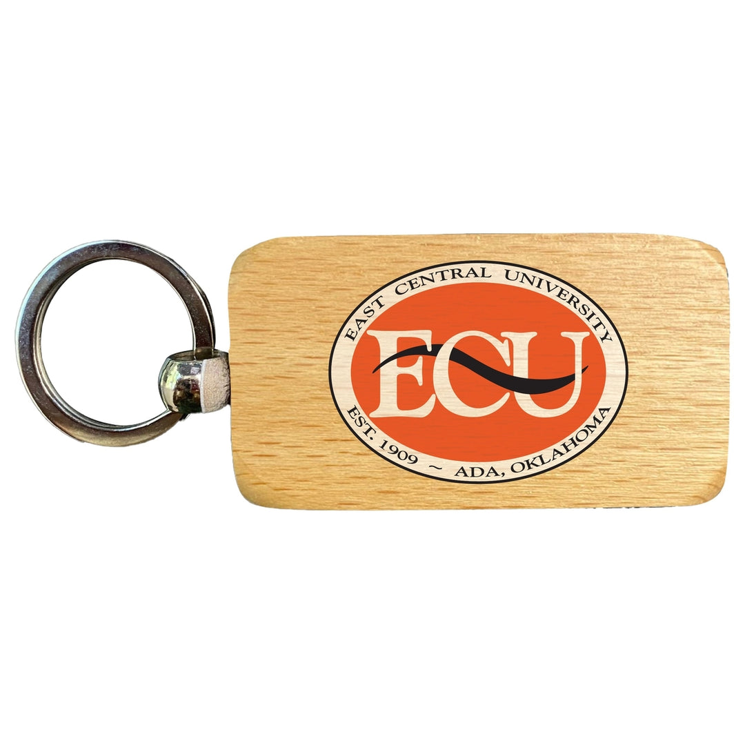 East Central University Tigers 2.5 x 1-Inch Wooden Keychain Officially Licensed Collegiate Product Image 1