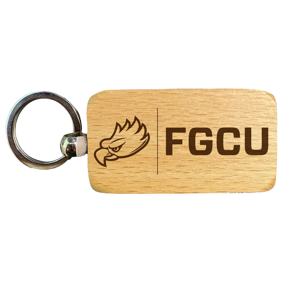 Florida Gulf Coast Eagles 2.5 x 1-Inch Engraved Wooden Keychain Officially Licensed Collegiate Product Image 1