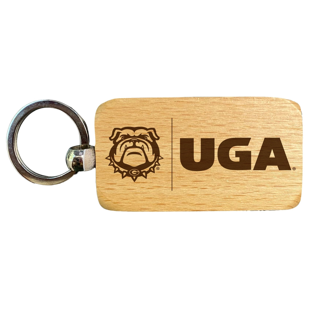 Georgia Bulldogs 2.5 x 1-Inch Engraved Wooden Keychain Officially Licensed Collegiate Product Image 1