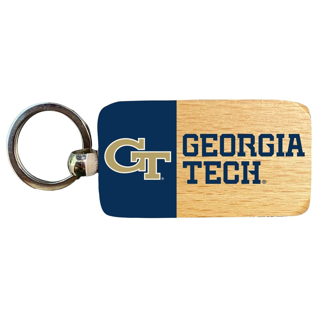 Georgia Tech Yellow Jackets 2.5 x 1-Inch Wooden Keychain Officially Licensed Collegiate Product Image 1