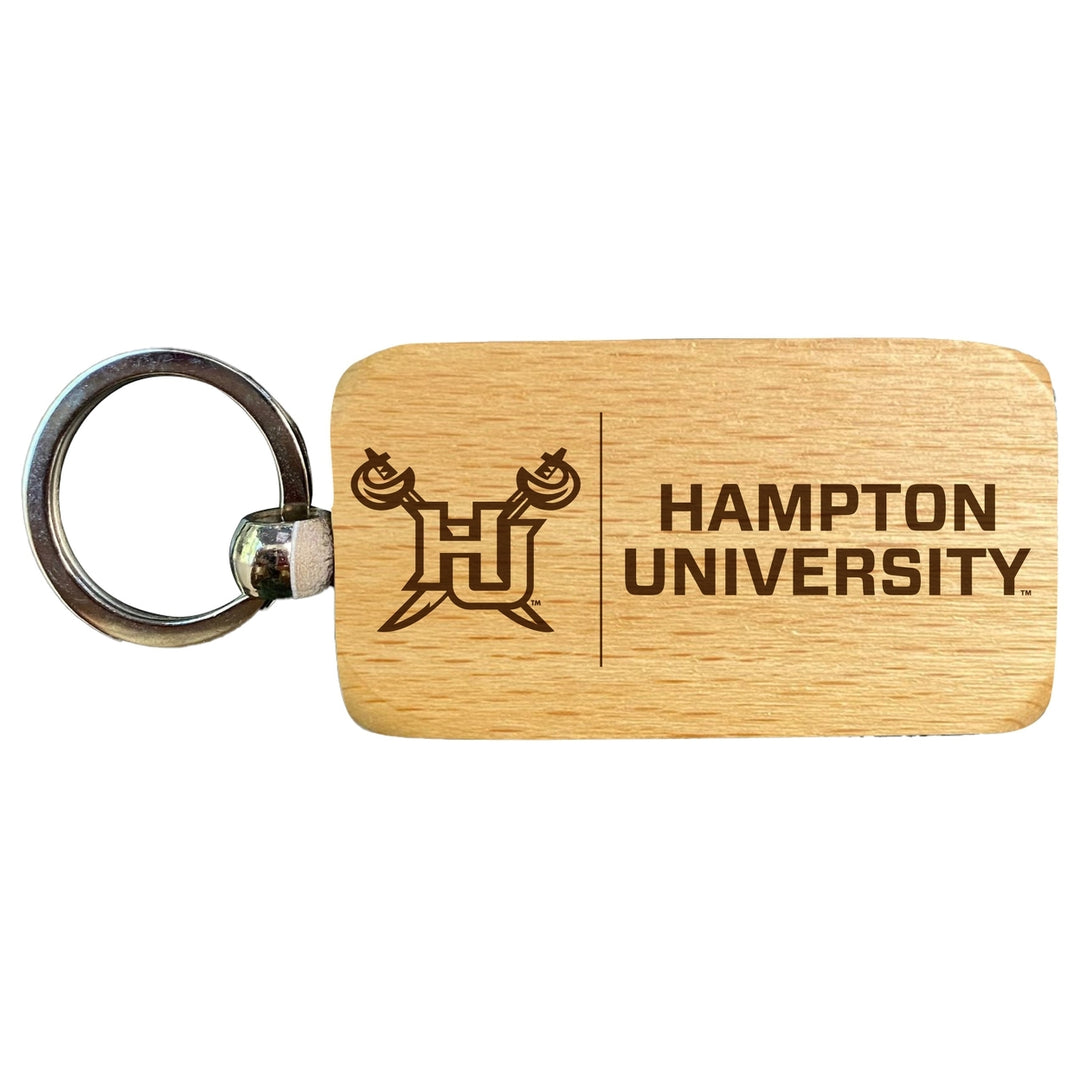 Hampton University 2.5 x 1-Inch Engraved Wooden Keychain Officially Licensed Collegiate Product Image 1