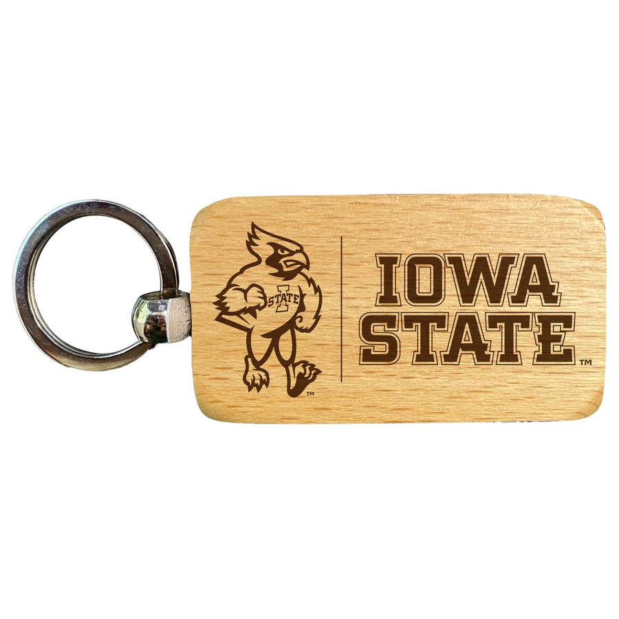 Iowa State Cyclones 2.5 x 1-Inch Engraved Wooden Keychain Officially Licensed Collegiate Product Image 1