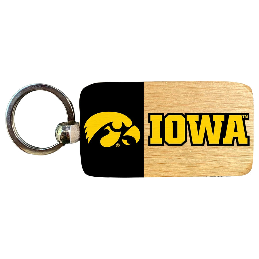 Iowa Hawkeyes 2.5 x 1-Inch Wooden Keychain Officially Licensed Collegiate Product Image 1