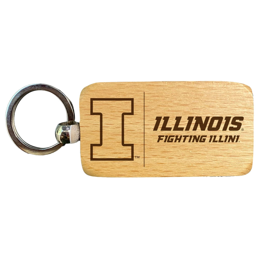 Illinois Fighting Illini 2.5 x 1-Inch Engraved Wooden Keychain Officially Licensed Collegiate Product Image 1