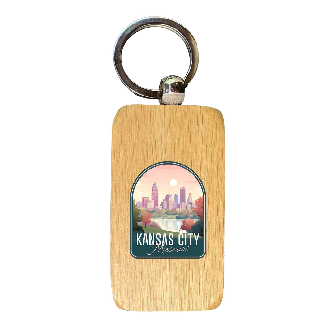 Kansas City Missouri Design B Souvenir 2.5x1-Inch Souvenir Wooden Keychain Image 1