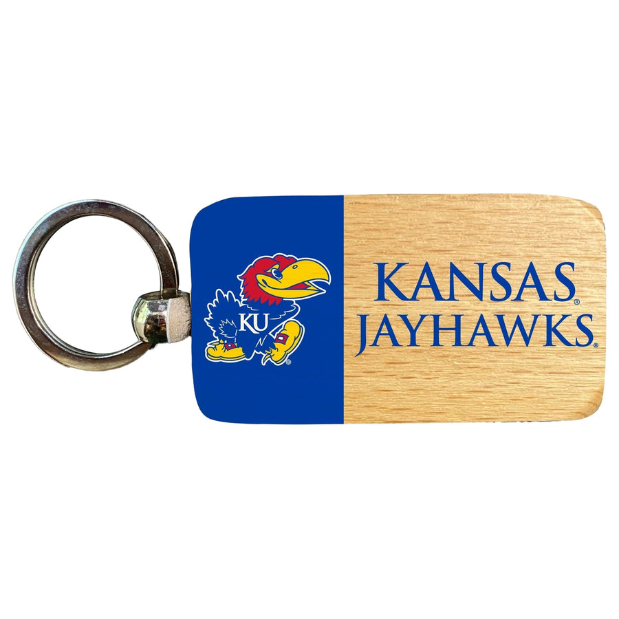 Kansas Jayhawks 2.5 x 1-Inch Wooden Keychain Officially Licensed Collegiate Product Image 1