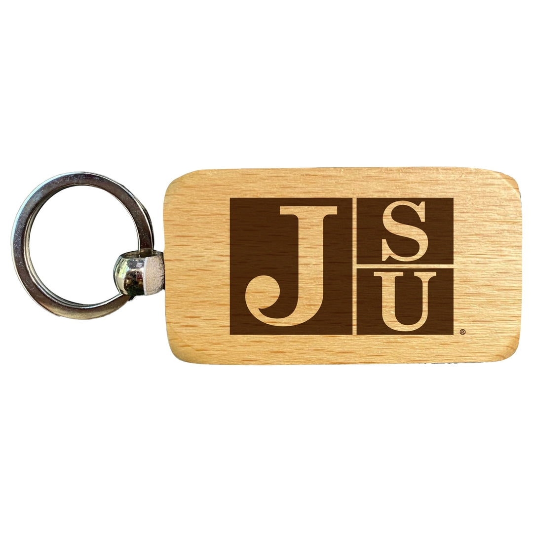 Jackson State University 2.5 x 1-Inch Engraved Wooden Keychain Officially Licensed Collegiate Product Image 1