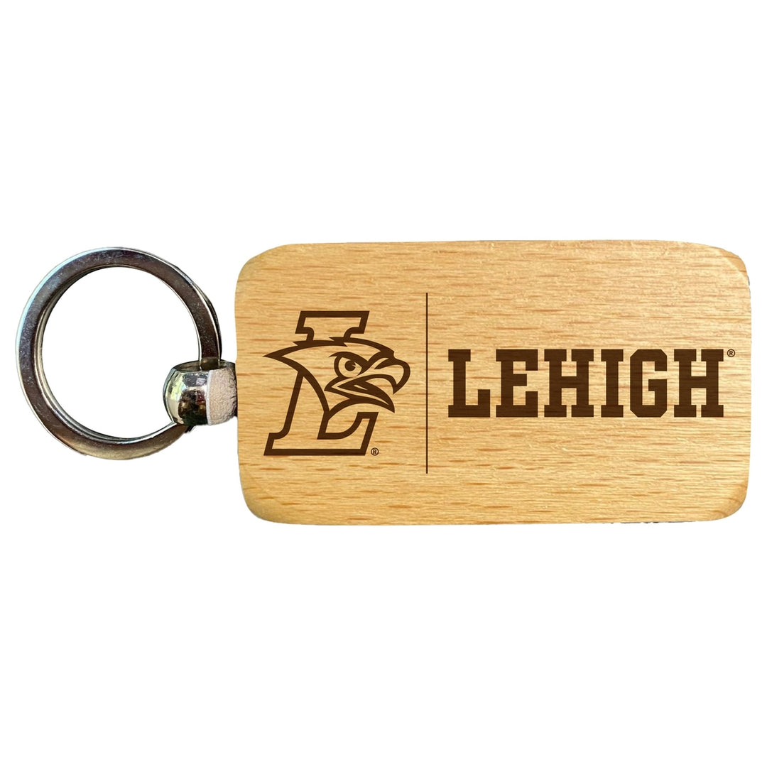 Lehigh University Mountain Hawks 2.5 x 1-Inch Engraved Wooden Keychain Officially Licensed Collegiate Product Image 1