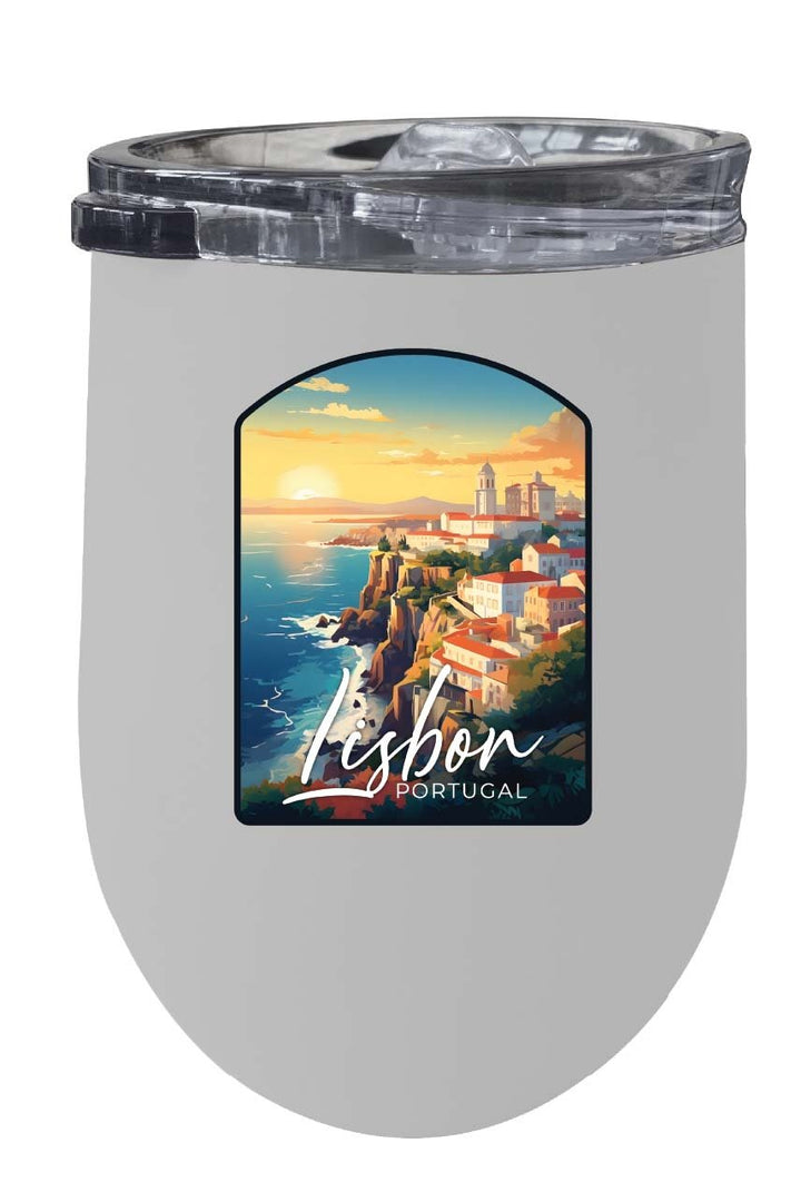 Lisbon Portugal Design B Souvenir 12 oz Insulated Wine Stainless Steel Tumbler Image 3