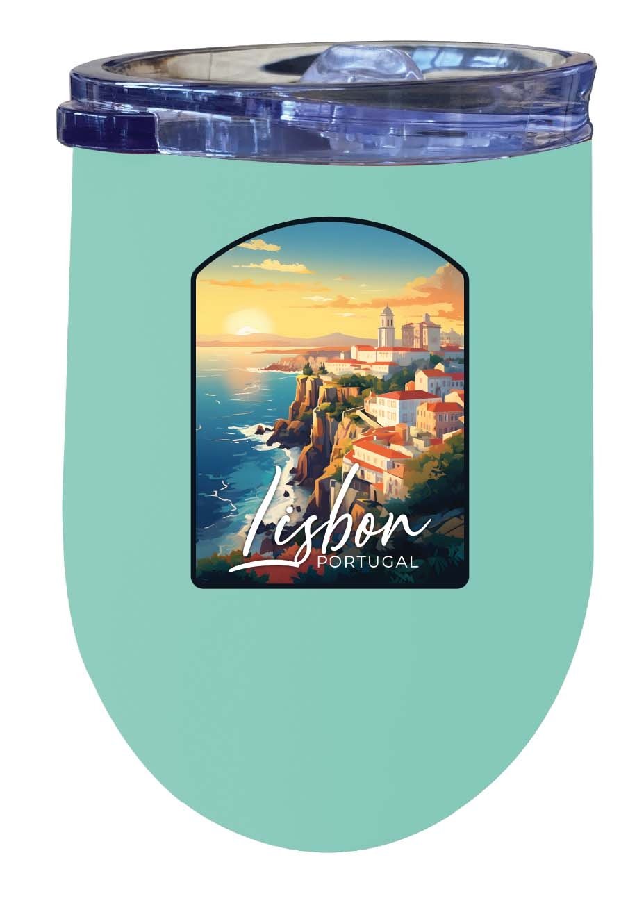 Lisbon Portugal Design B Souvenir 12 oz Insulated Wine Stainless Steel Tumbler Image 4