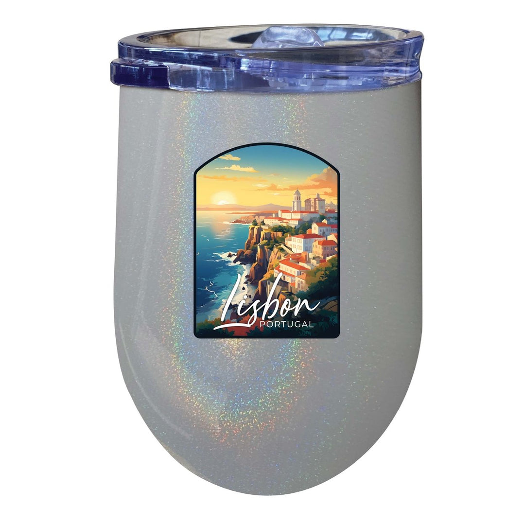 Lisbon Portugal Design B Souvenir 12 oz Insulated Wine Stainless Steel Tumbler Image 4