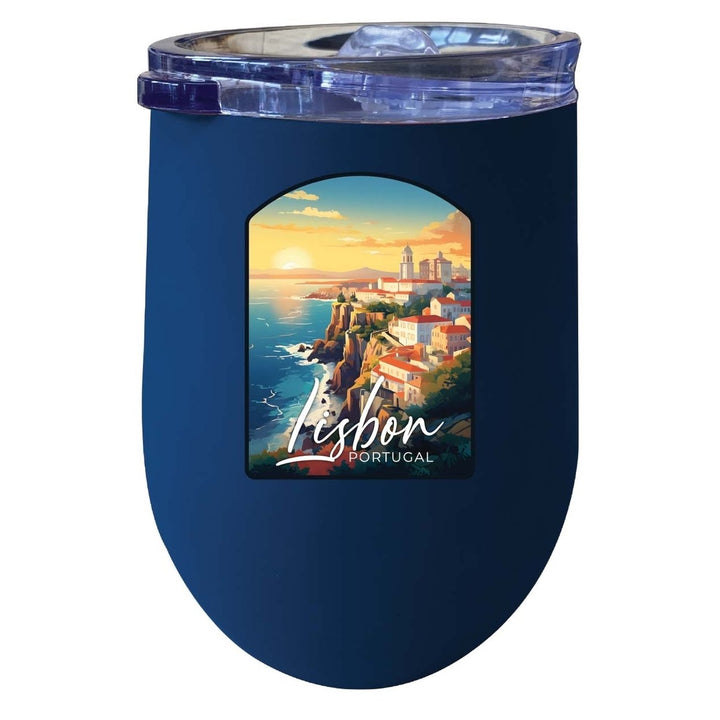 Lisbon Portugal Design B Souvenir 12 oz Insulated Wine Stainless Steel Tumbler Image 6