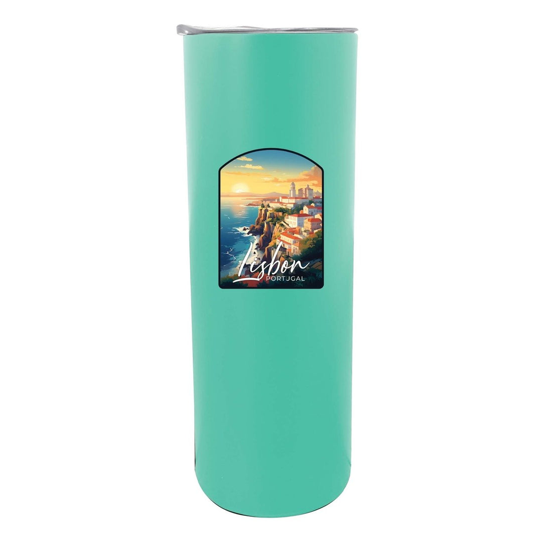 Lisbon Portugal Design B Souvenir 20 oz Insulated Stainless Steel Skinny Tumbler Image 1