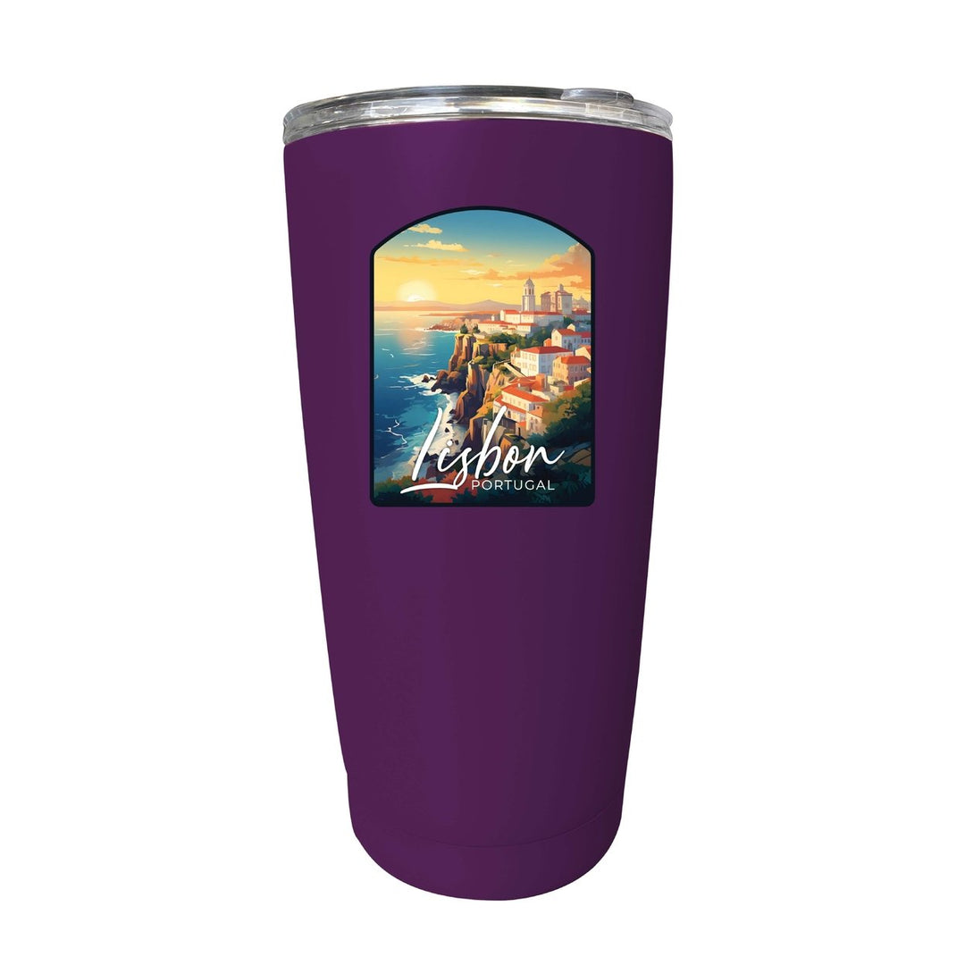 Lisbon Portugal Design B Souvenir 16 oz Stainless Steel Insulated Tumbler Image 2