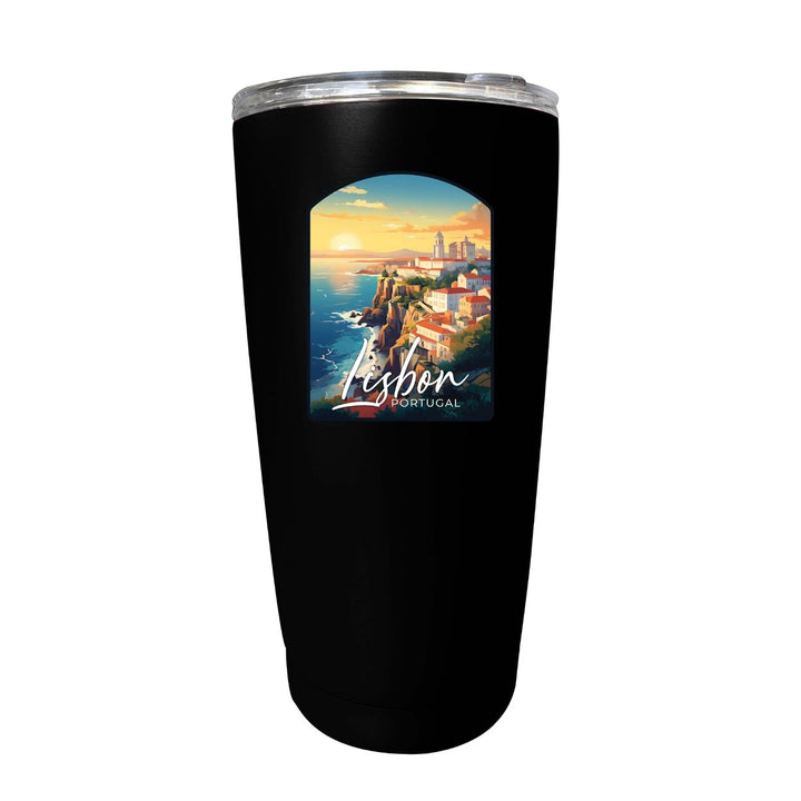 Lisbon Portugal Design B Souvenir 16 oz Stainless Steel Insulated Tumbler Image 3