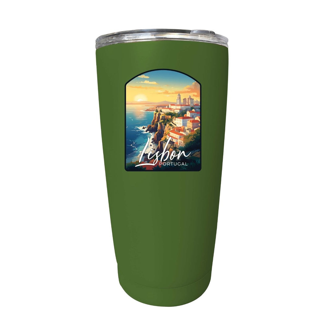 Lisbon Portugal Design B Souvenir 16 oz Stainless Steel Insulated Tumbler Image 4