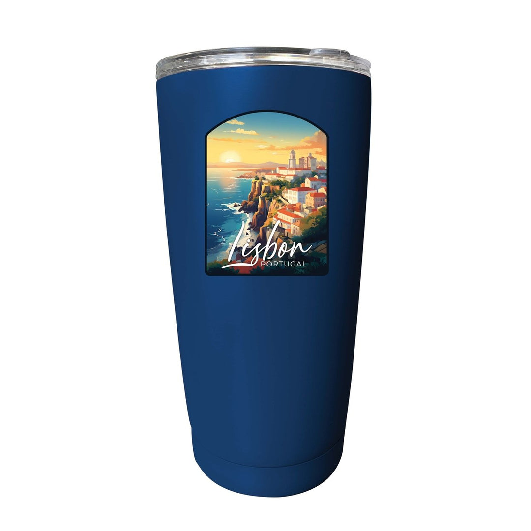 Lisbon Portugal Design B Souvenir 16 oz Stainless Steel Insulated Tumbler Image 8