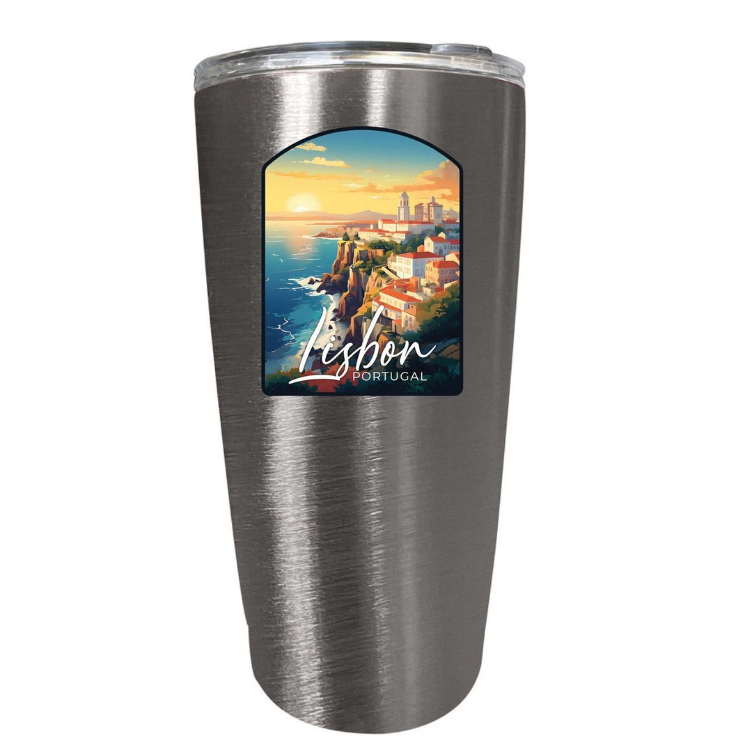 Lisbon Portugal Design B Souvenir 16 oz Stainless Steel Insulated Tumbler Image 11