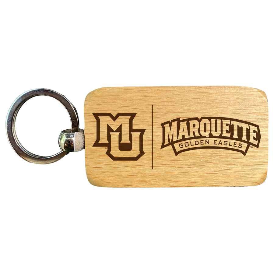 Marquette Golden Eagles 2.5 x 1-Inch Engraved Wooden Keychain Officially Licensed Collegiate Product Image 1