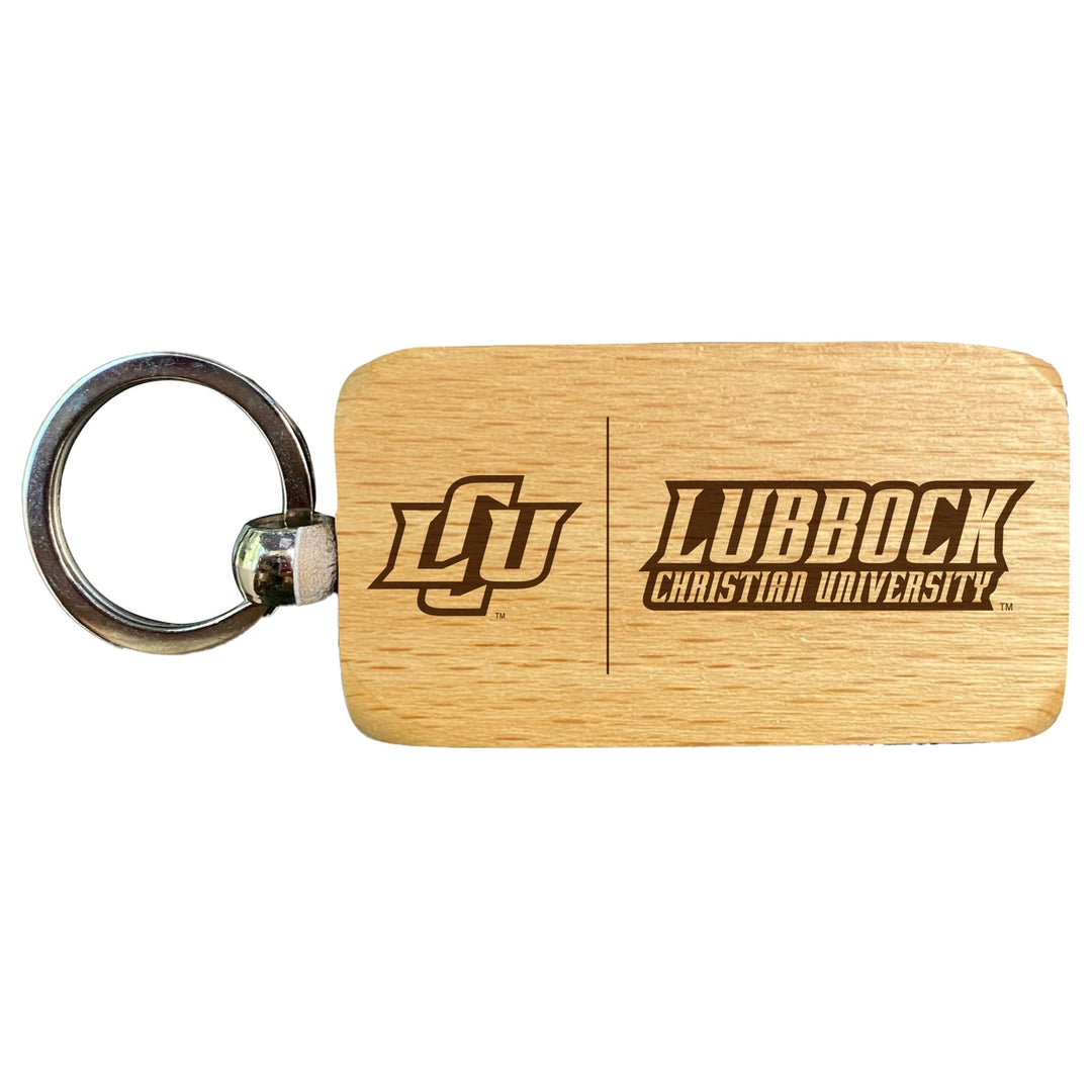 Lubbock Christian University Chaparral 2.5 x 1-Inch Engraved Wooden Keychain Officially Licensed Collegiate Product Image 1