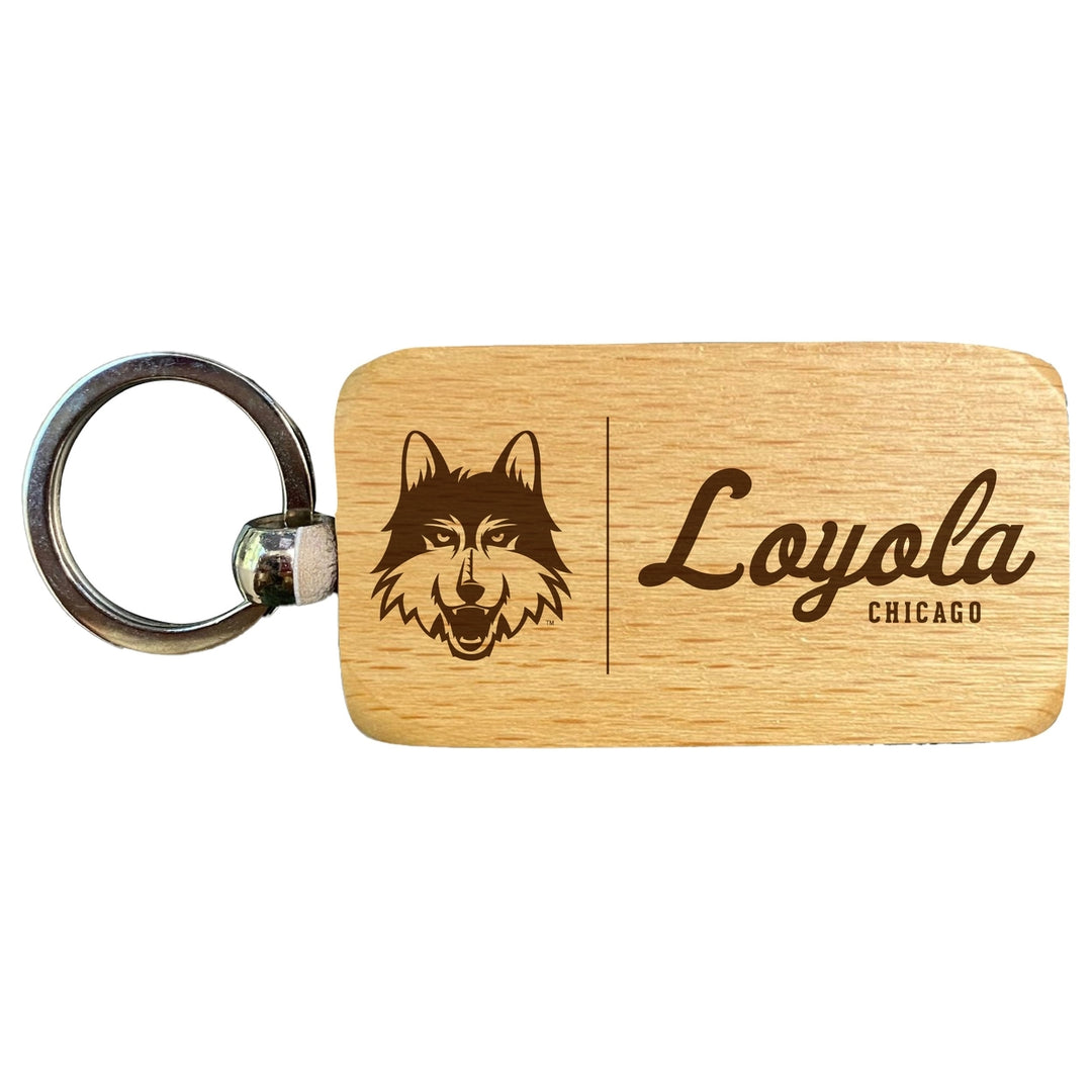 Loyola University Ramblers 2.5 x 1-Inch Engraved Wooden Keychain Officially Licensed Collegiate Product Image 1