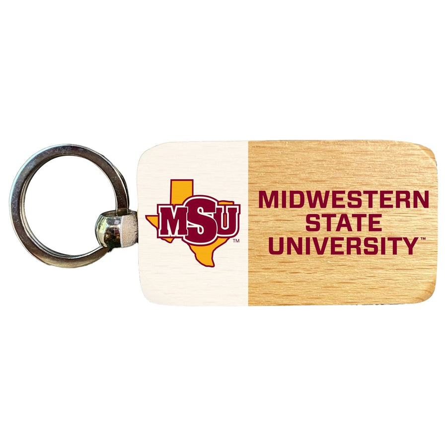 Midwestern State University Mustangs 2.5 x 1-Inch Wooden Keychain Officially Licensed Collegiate Product Image 1