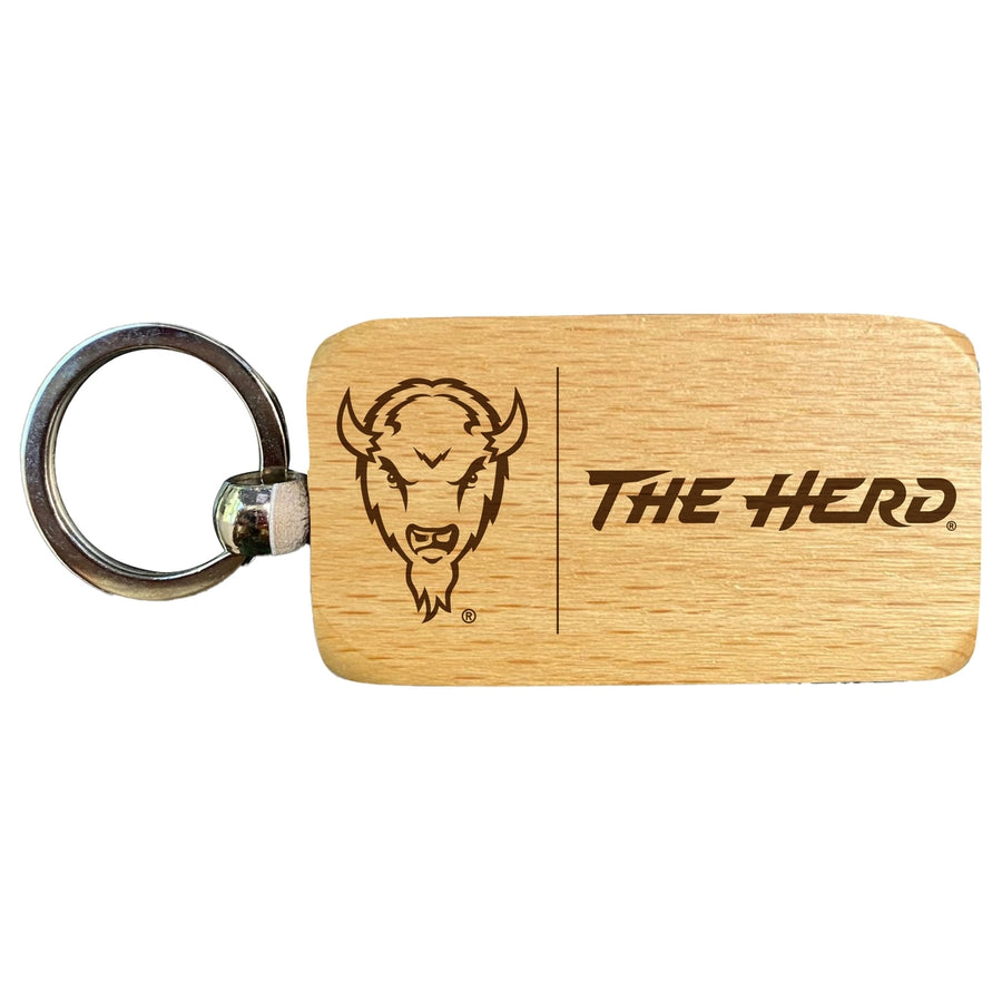 Marshall Thundering Herd 2.5 x 1-Inch Engraved Wooden Keychain Officially Licensed Collegiate Product Image 1