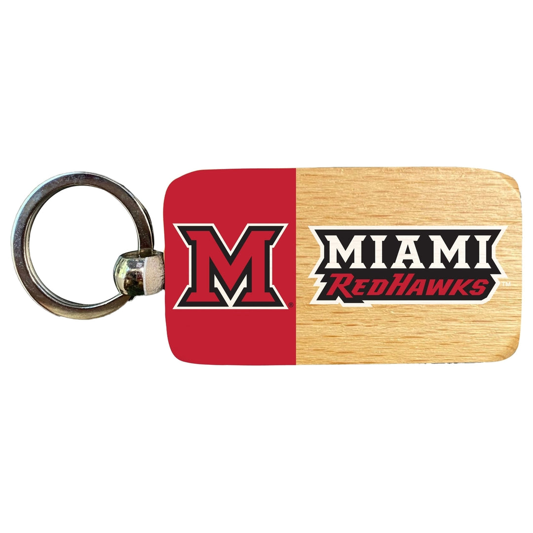 Miami University of Ohio 2.5 x 1-Inch Wooden Keychain Officially Licensed Collegiate Product Image 1